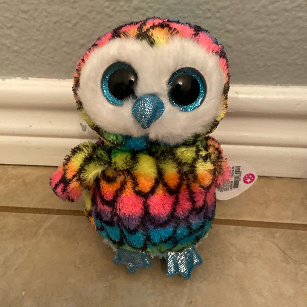 Rainbow owl beanie boo